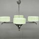 Art Deco Green Opaline Glass Chandelier, Czechoslovakia 1930s