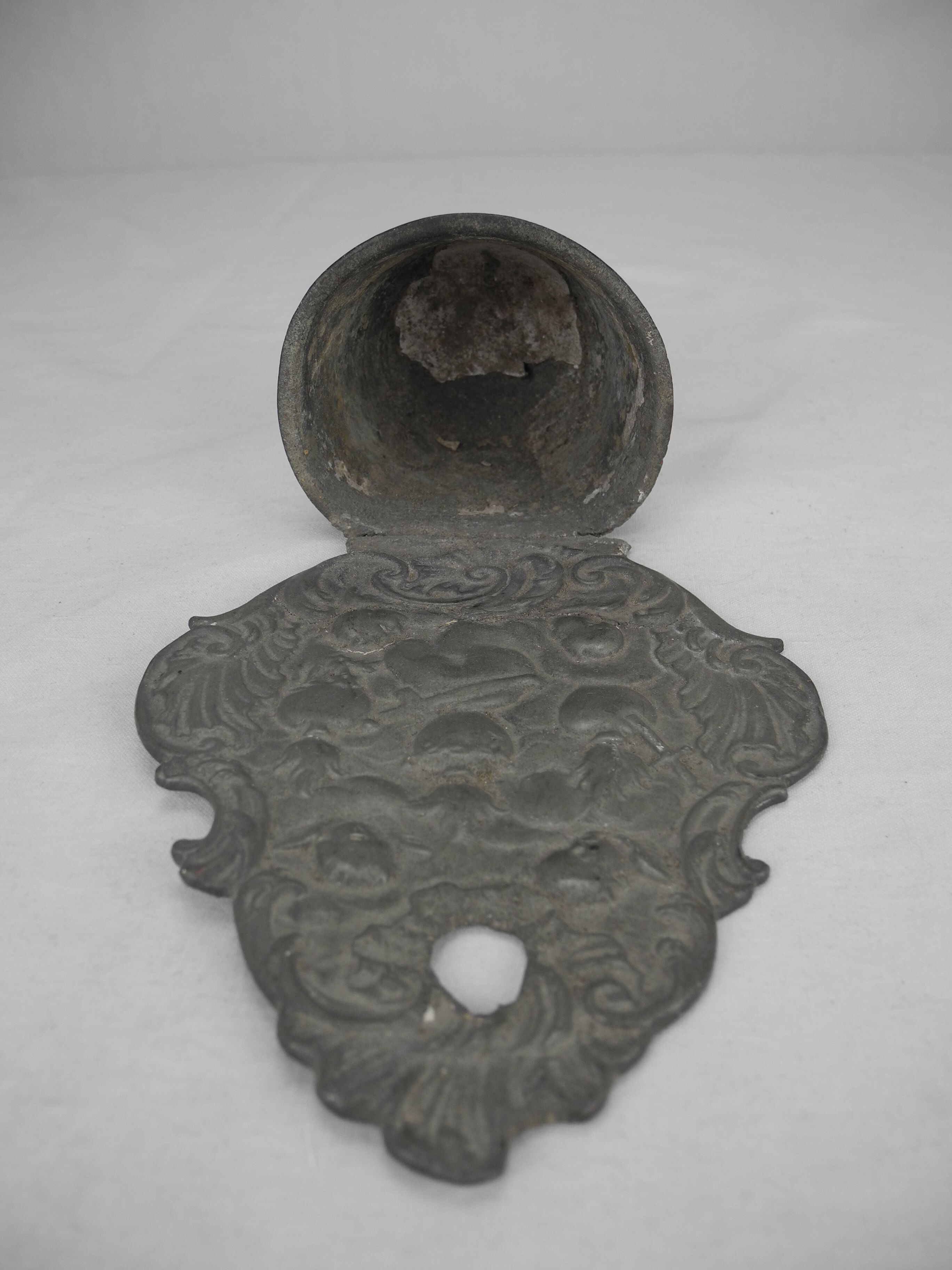 Antique 18th century pewter holy water font