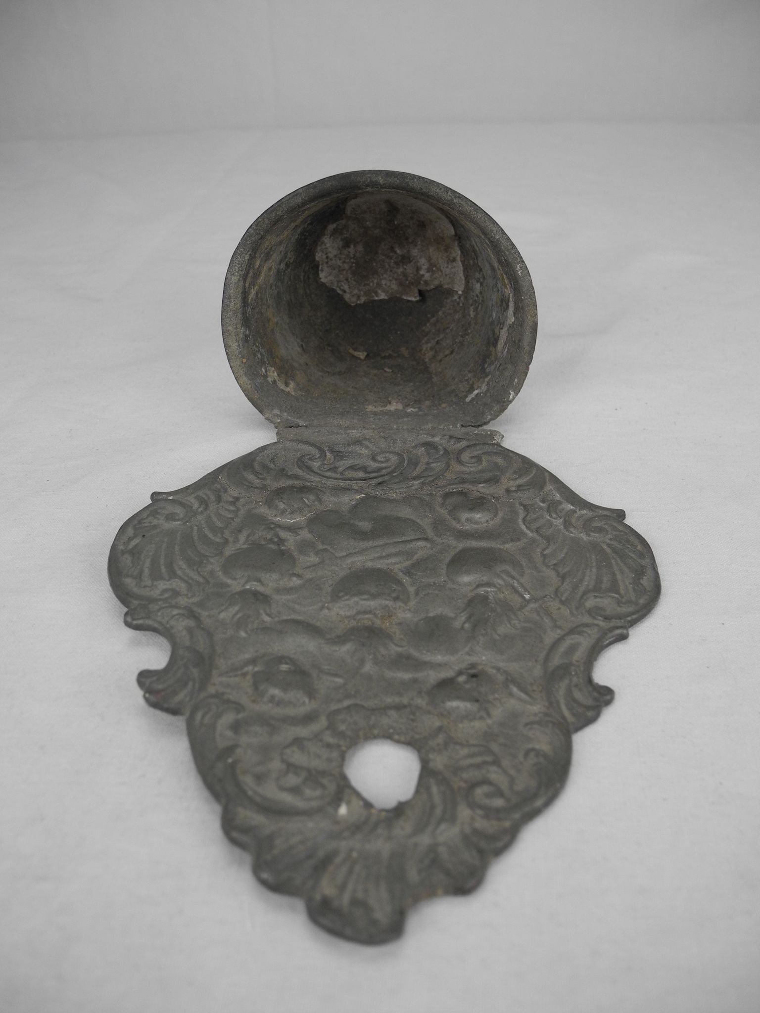 Antique 18th century pewter holy water font
