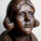 bust of a woman in solid wood carved with a gouge, 19th century
