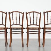 Set of 4 vintage bistro chairs Jacob & Josef Kohn Wien with a wicker seat