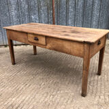 Antique cherry farmhouse table with 3 drawers