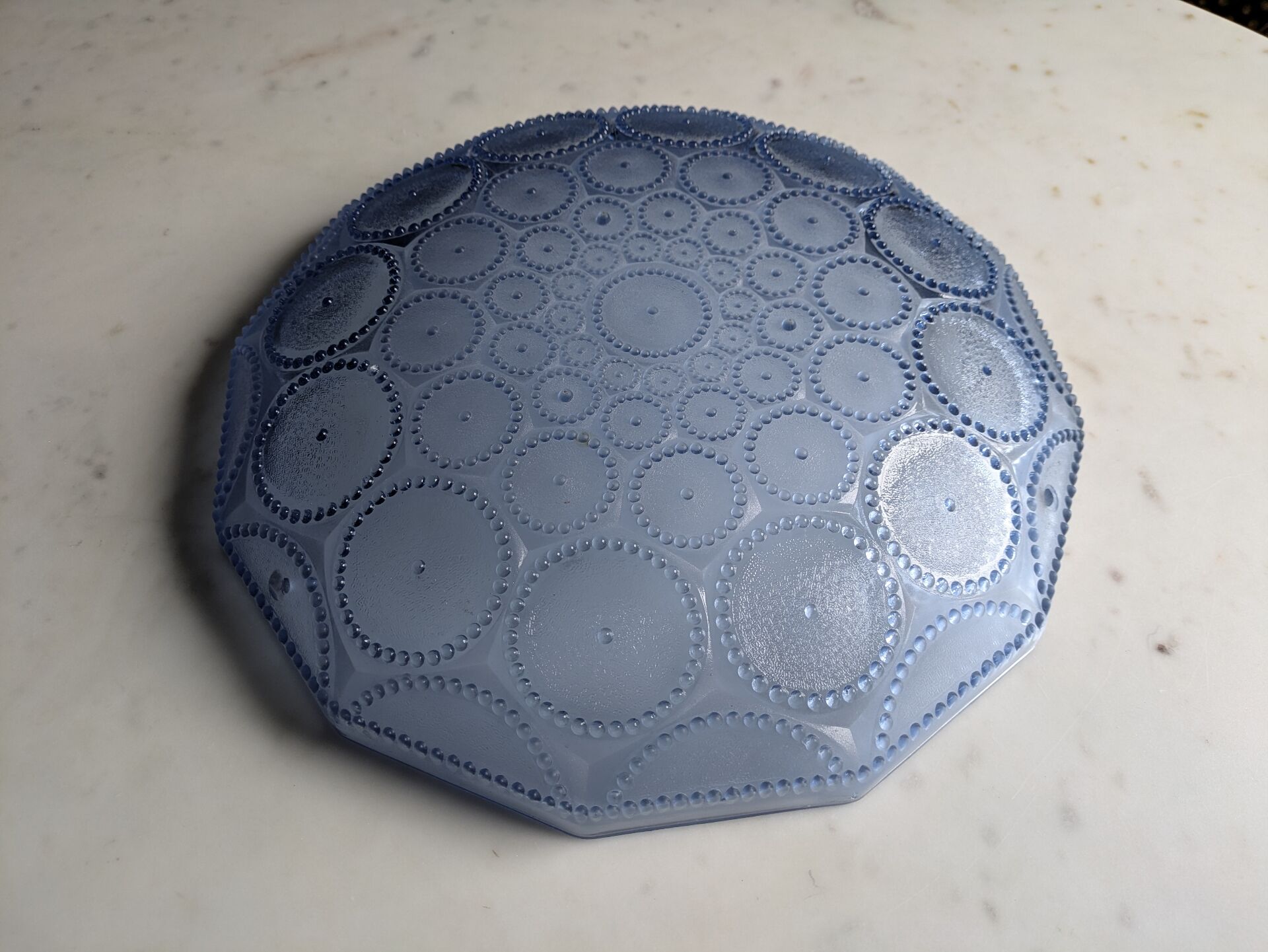 Grande Vasque moulé Art Deco Bleu azur.