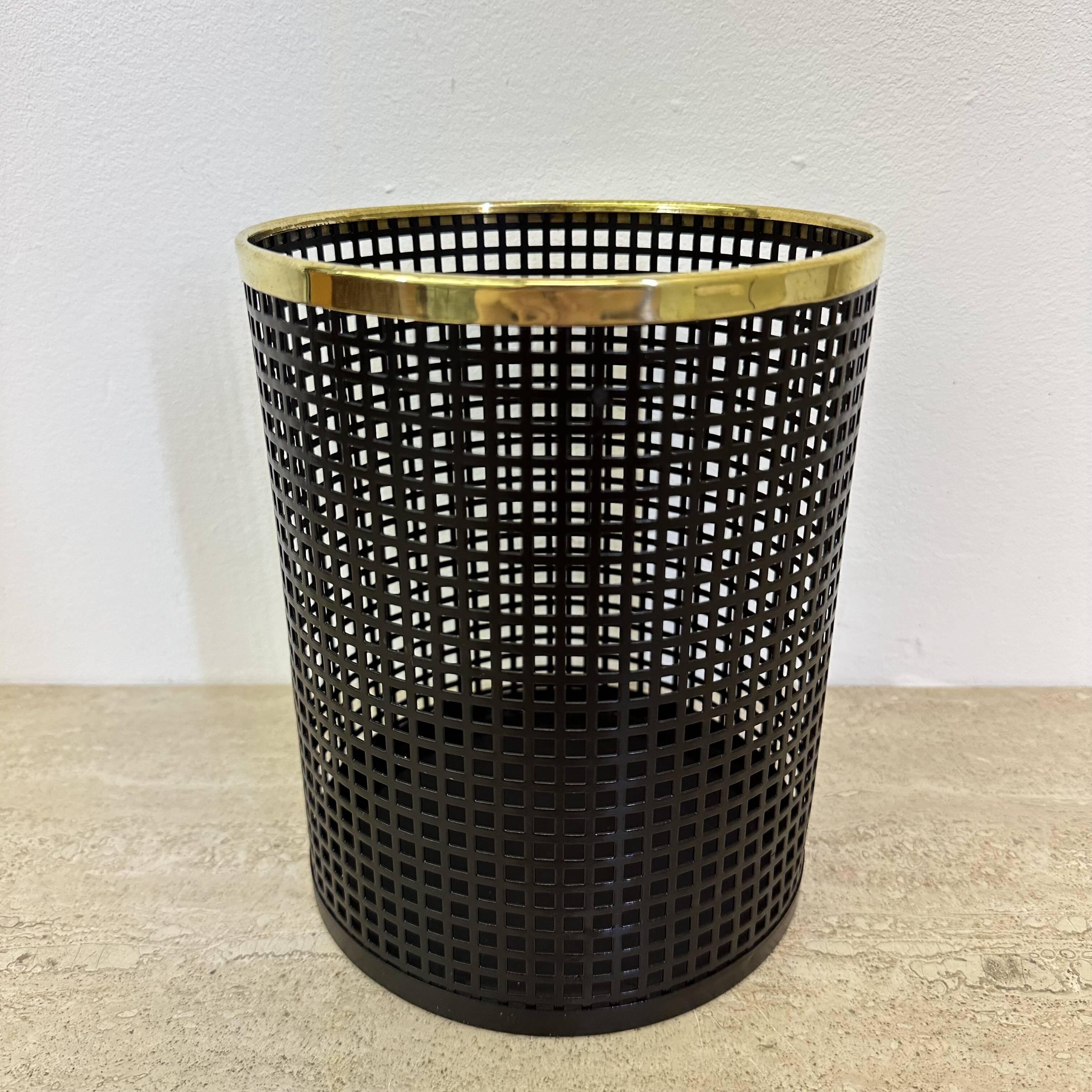 Mid century design perforated metal basket / bin , 1970s