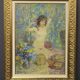 Oil on canvas young woman with a pink knot by riasnianski