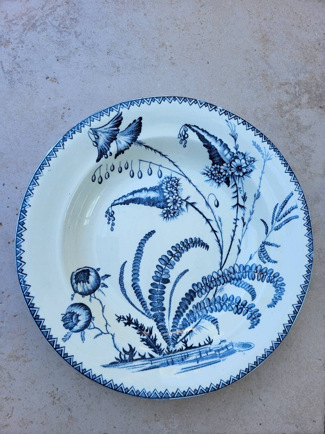 Hollow dish, clairefontaine earthenware, indiana decor, 19th century