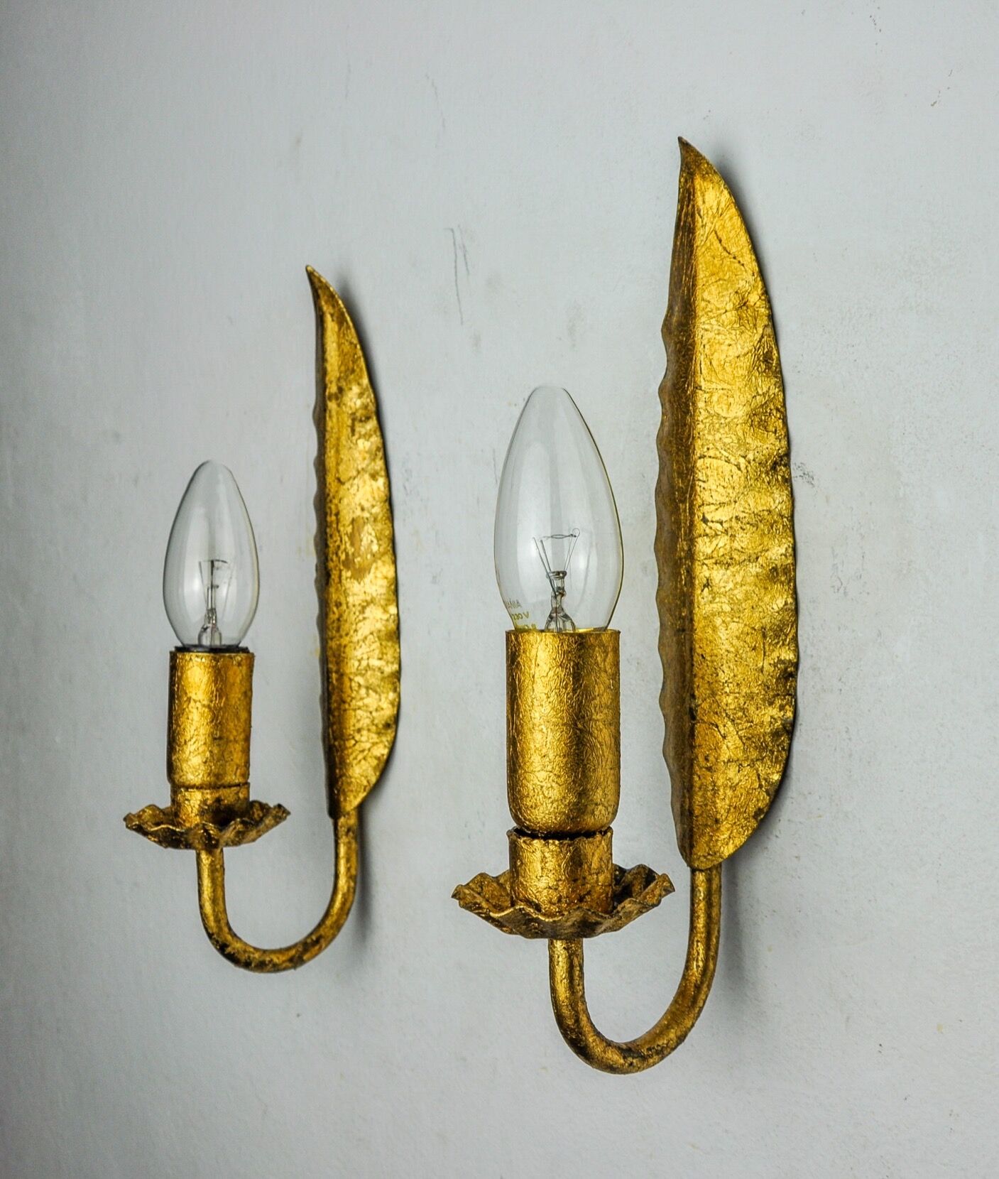 Pair of "leaf" sconces by Ferro Arte, Spain, 1960