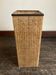1970 wicker and plexiglass wastebasket