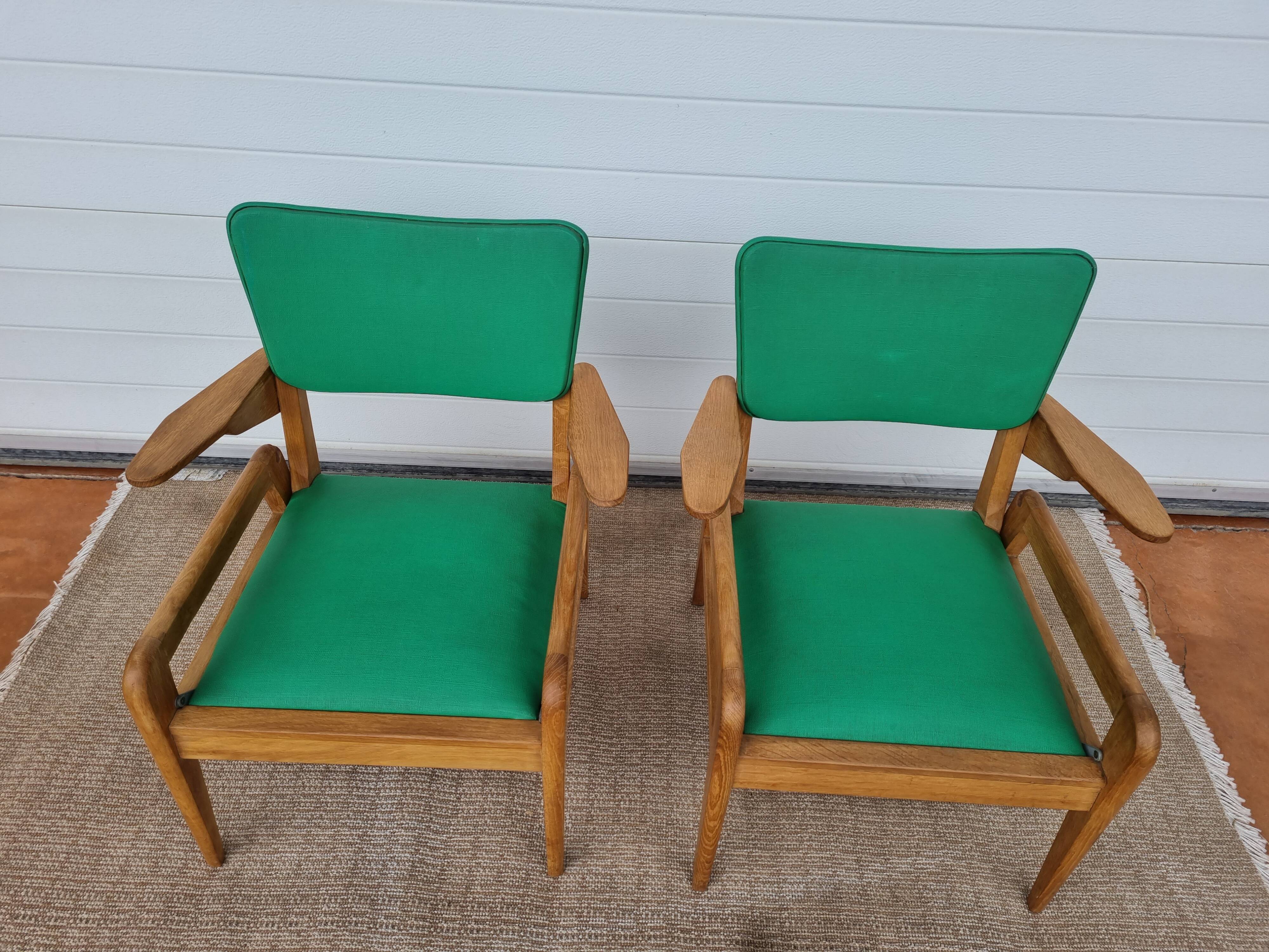 2 old scandinavian-style armchairs with 2 positions 50s
