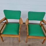 2 old scandinavian-style armchairs with 2 positions 50s