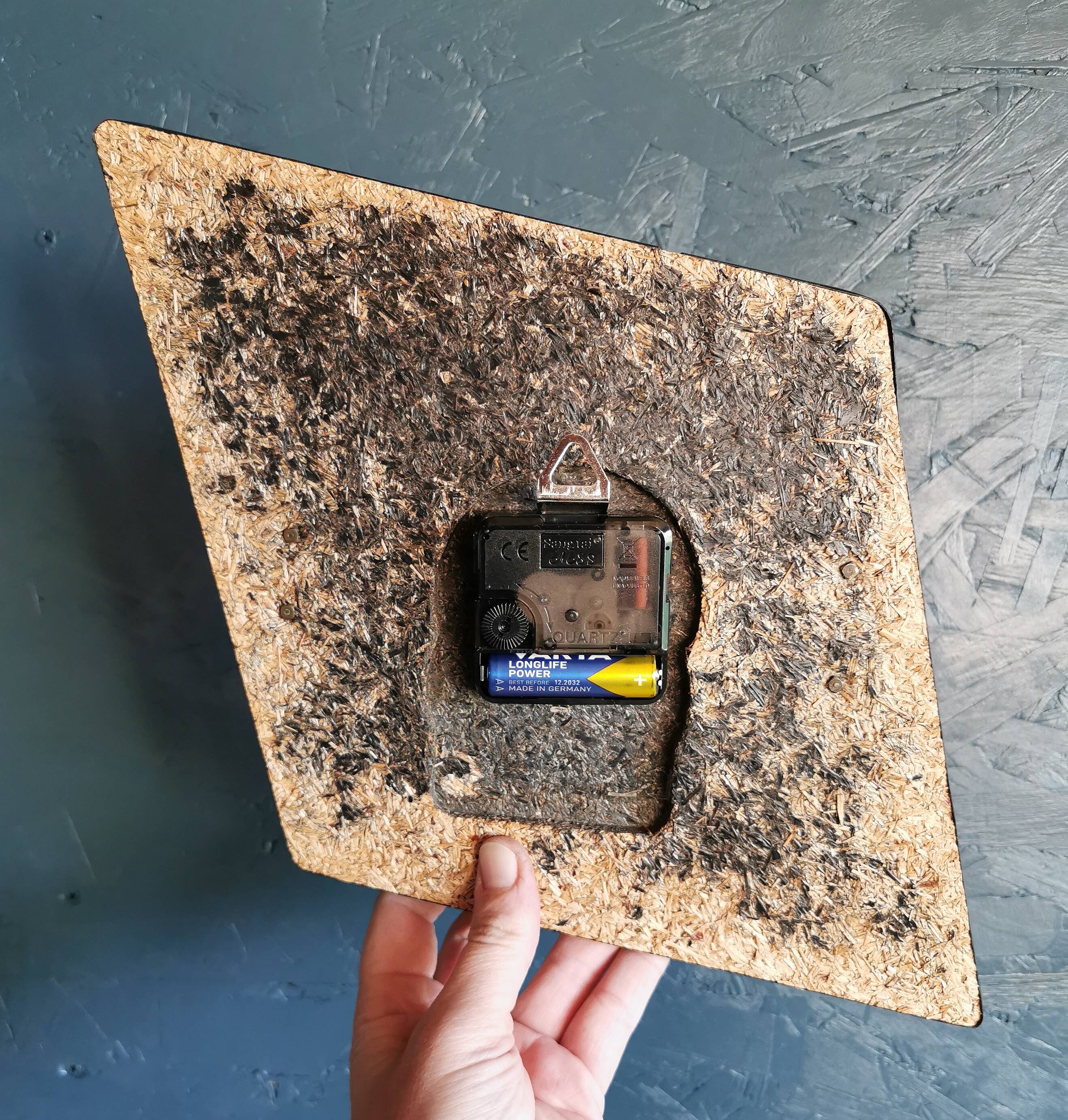 Vintage formica clock silent asymmetrical wall pendulum "Kienzle green"