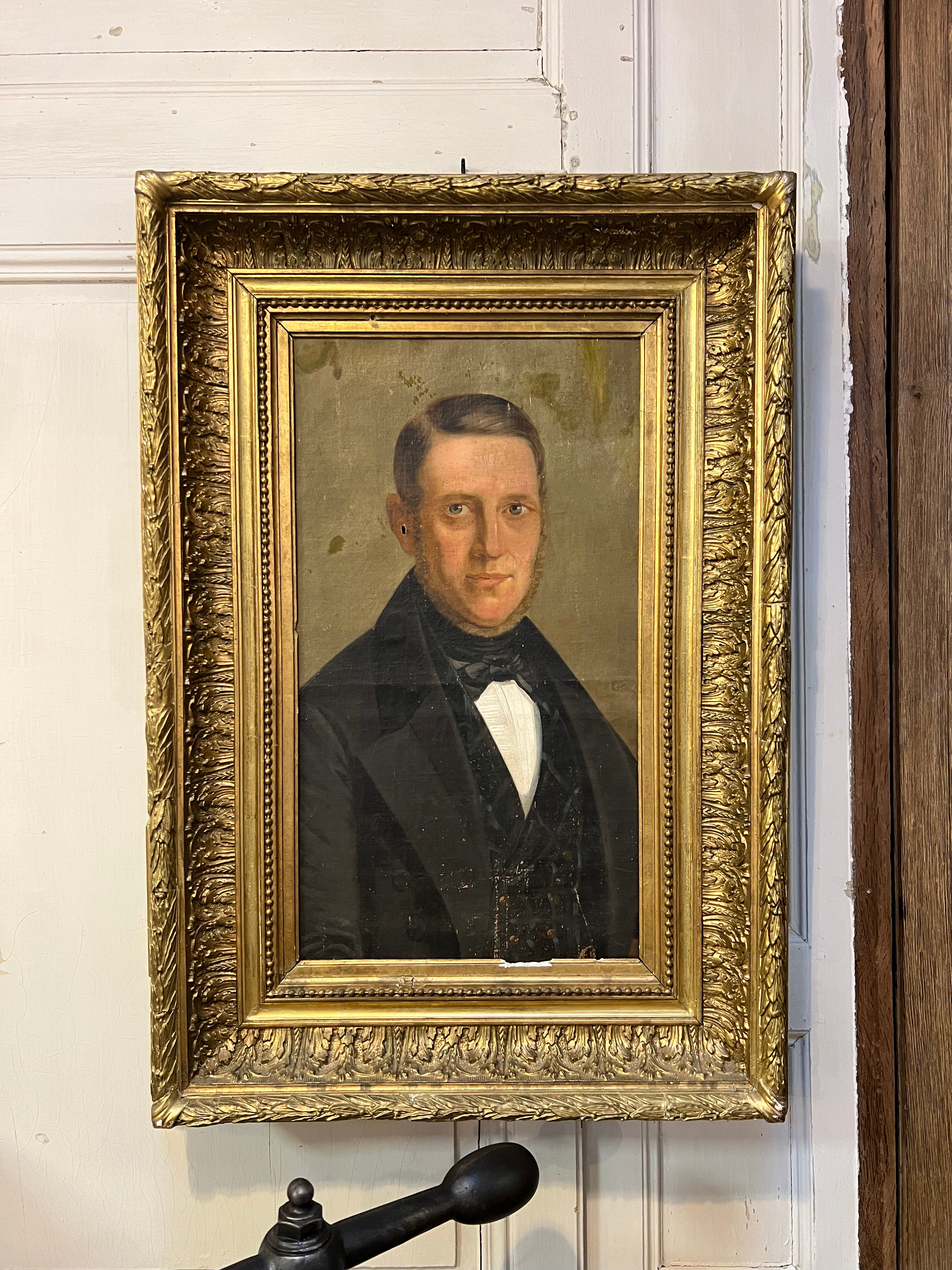 Portrait homme aux yeux bleus XIXe