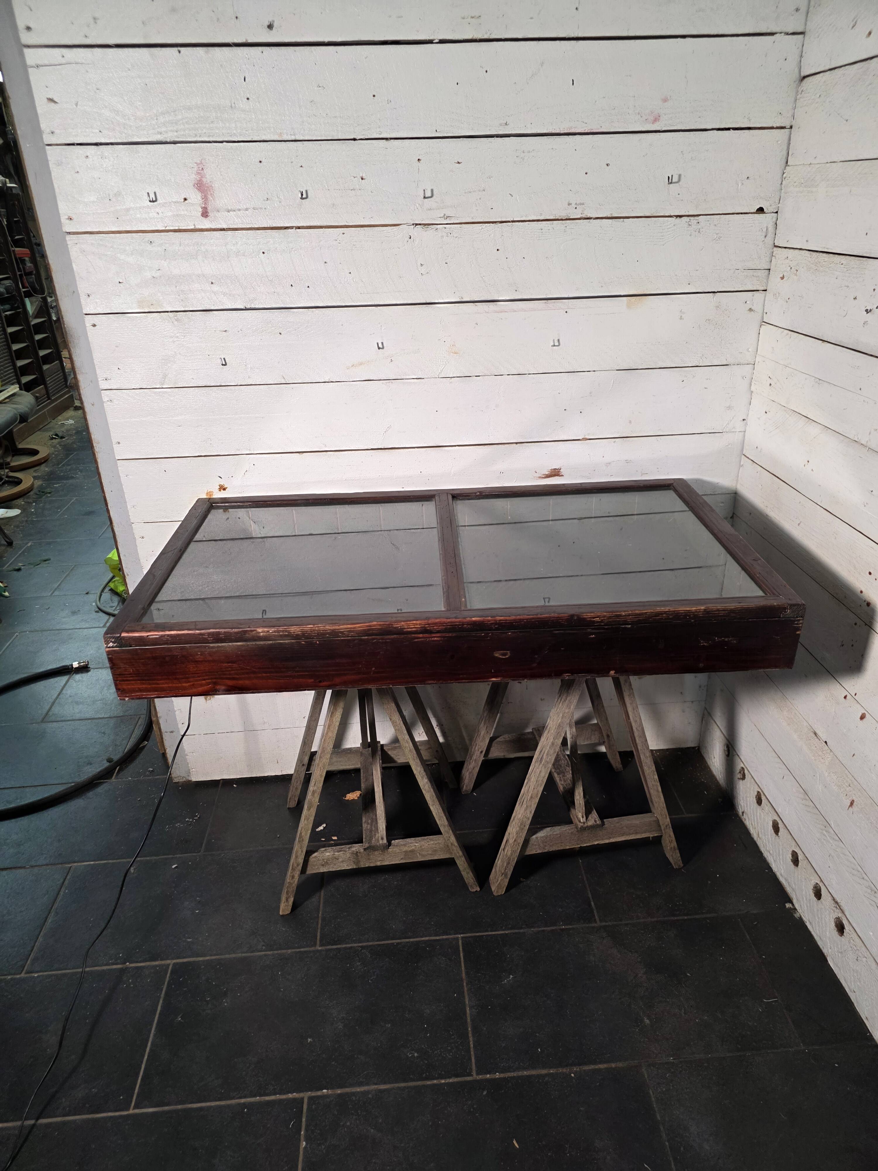 Antique wooden shop display cabinet