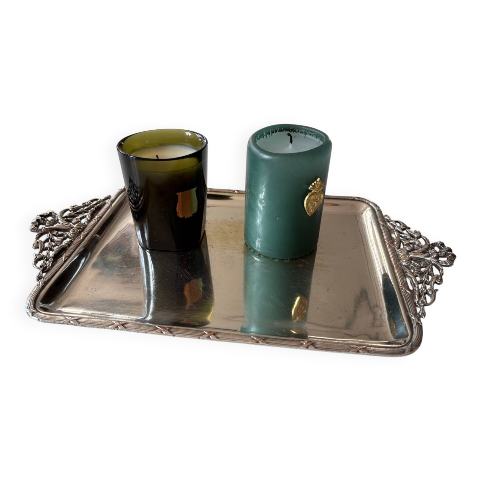 Small silver-plated letter tray