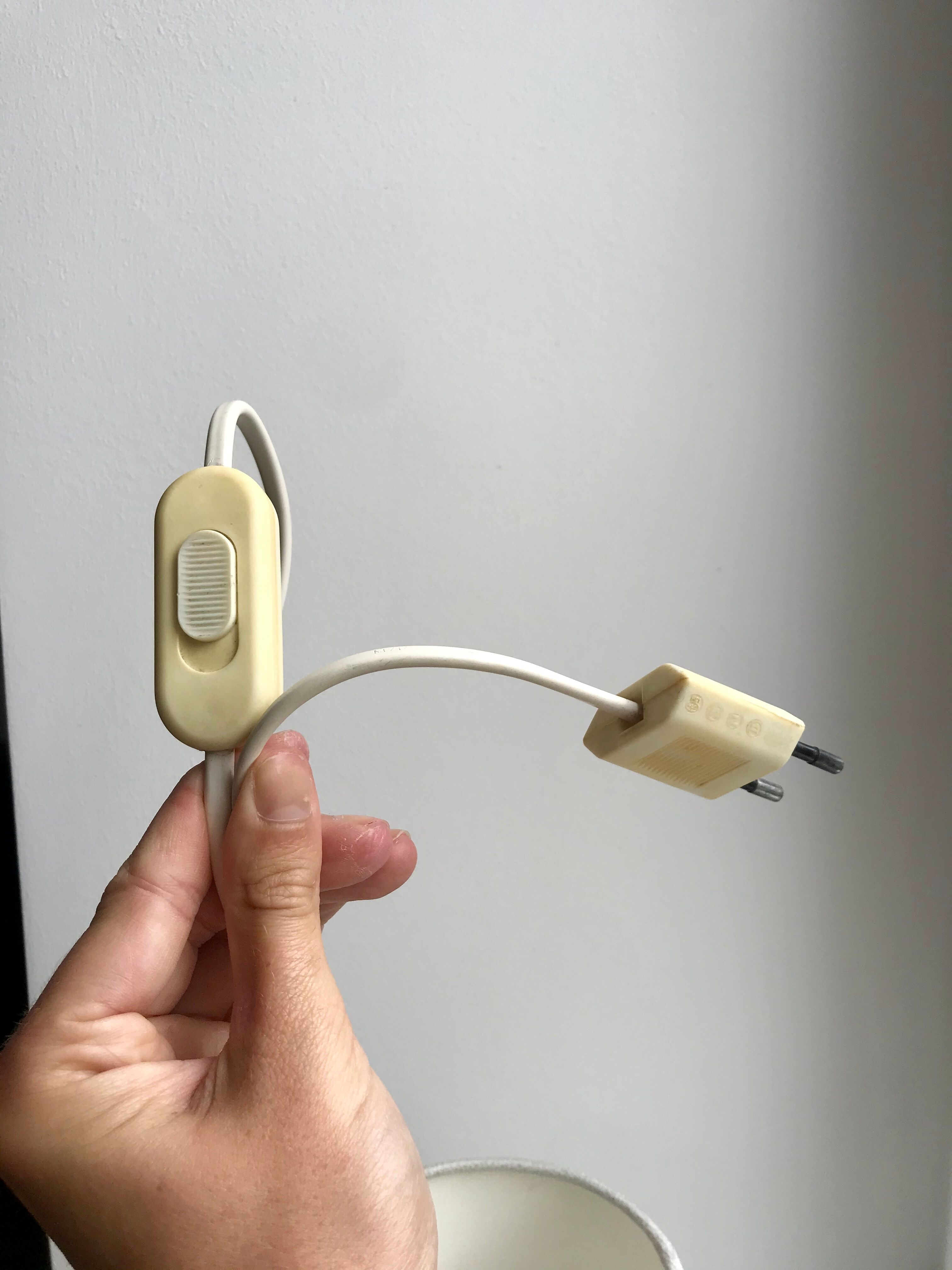 Lamp with blue opaline feet and textured conical lampshade 60s-70s