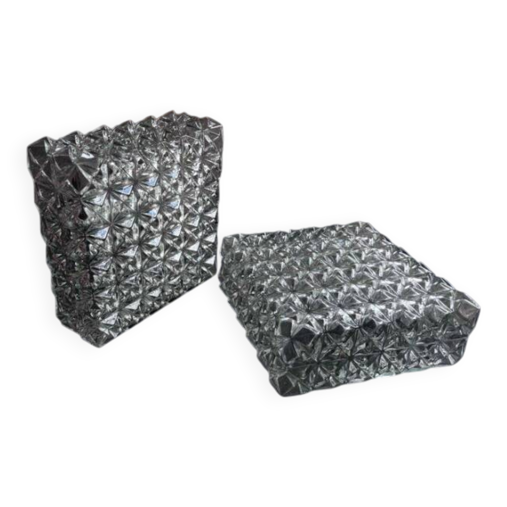 Pair of vintage square wall-mounted ceiling lights