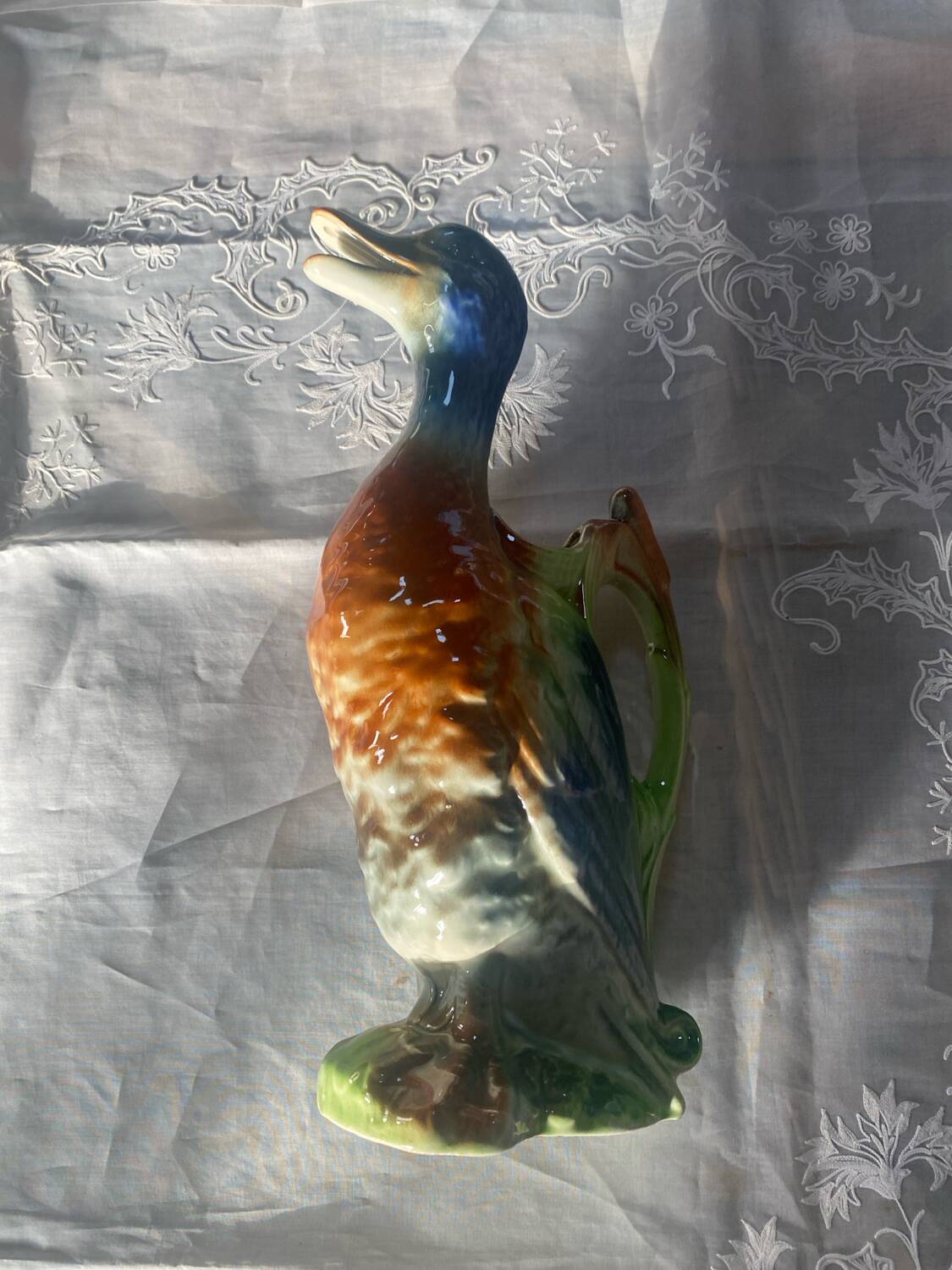 Saint Clément barbotine green duck jug