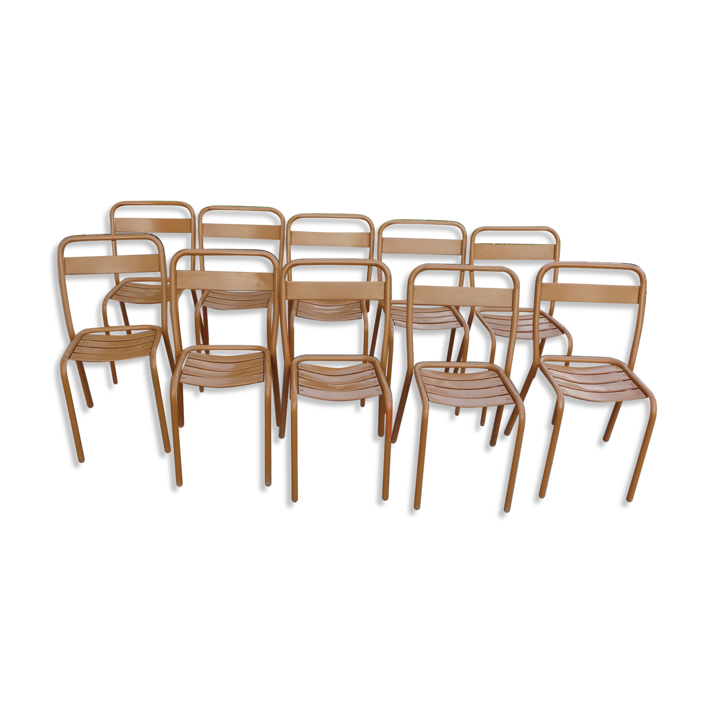 Set de 10 chaises de bistrot métal Tolix T1