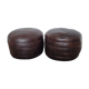 Pair of poufs, in brown leather patchwork 1970
