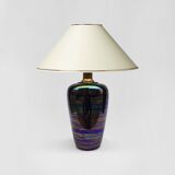Iridescent ceramic table lamp 1970s vintage italian glazed