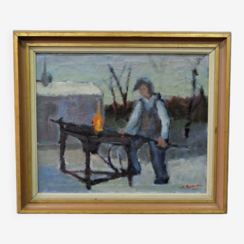 Swedish Artist, Figurative Modern Painting, 1951, Oil on Canvas, Framed