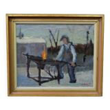 Swedish Artist, Figurative Modern Painting, 1951, Oil on Canvas, Framed