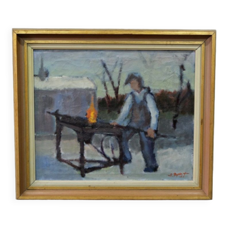 Swedish Artist, Figurative Modern Painting, 1951, Oil on Canvas, Framed