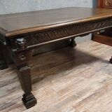 Important Renaissance style table in solid oak, circa 1850