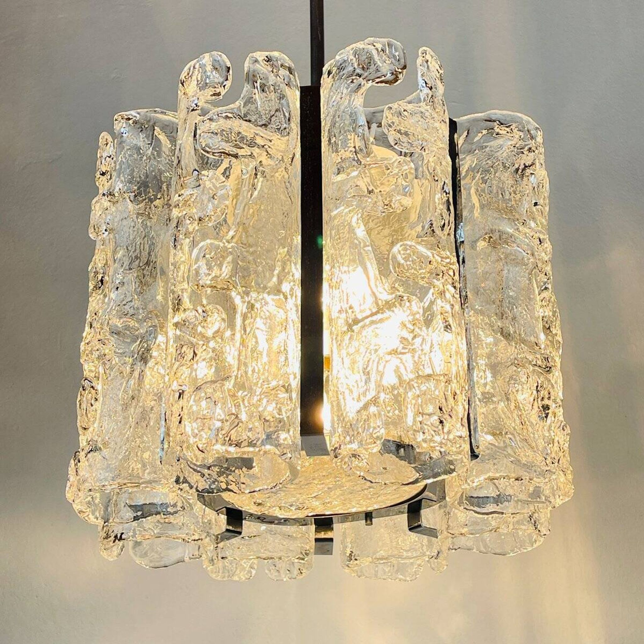 Vintage Ice Murano Chandelier by AV Mazzega, Italy, 1970s