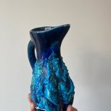 Vintage Vallauris pitcher vase in deep blue glazed ceramic, art piece