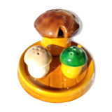 Salt shaker, pepper and mustard tree in slurry mushroom shape of Vallauris