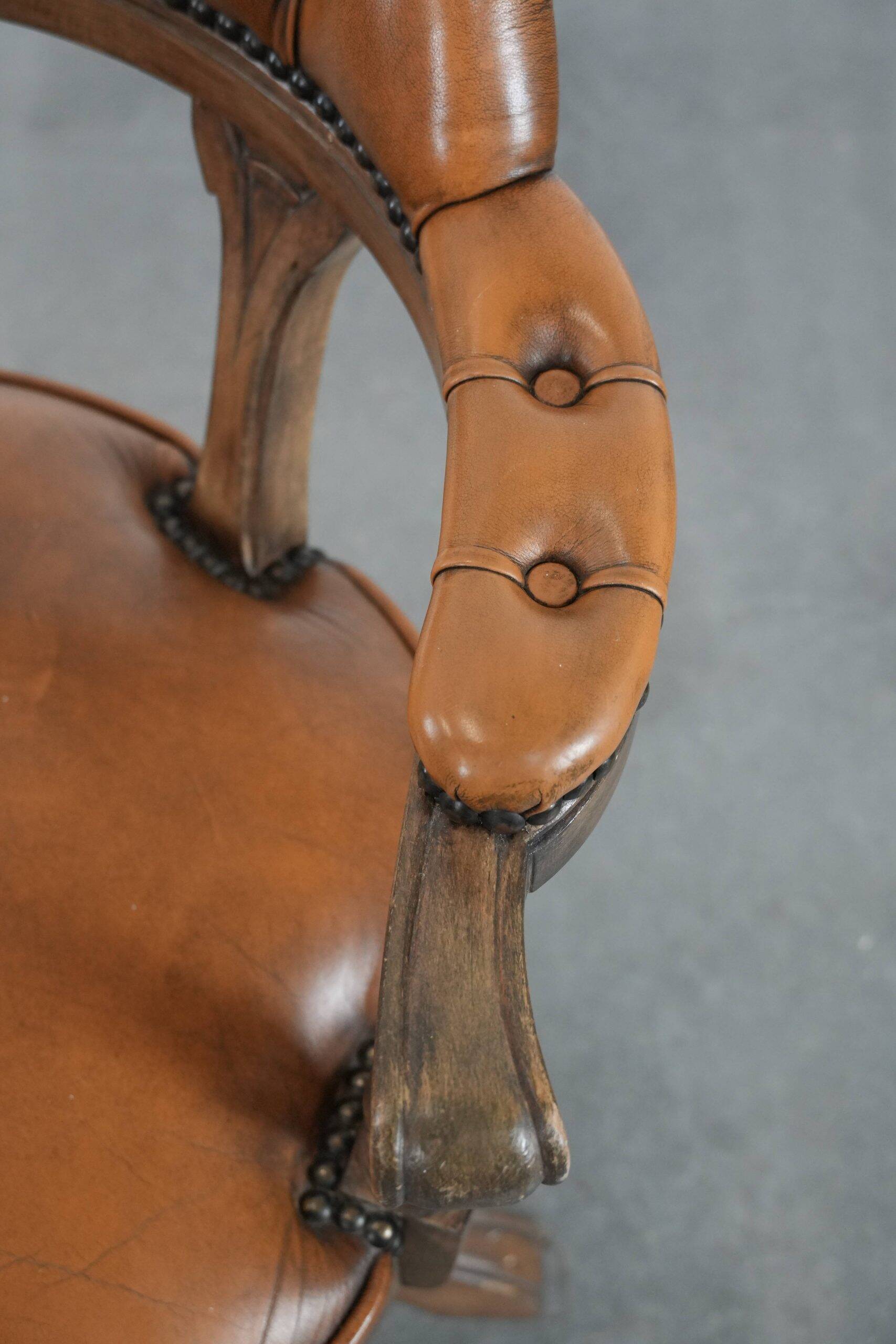Chaise de bureau chesterfield en cuir de vache classique et intemporelle de style anglais