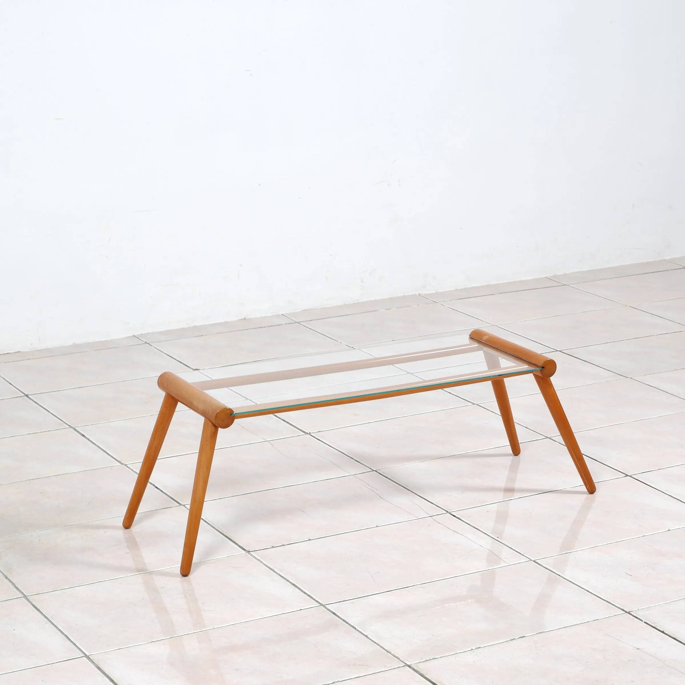 Side table by Max Kment in walnut / glass