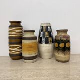 Set of 4 ceramic scheurich west Germany vases , 1970s