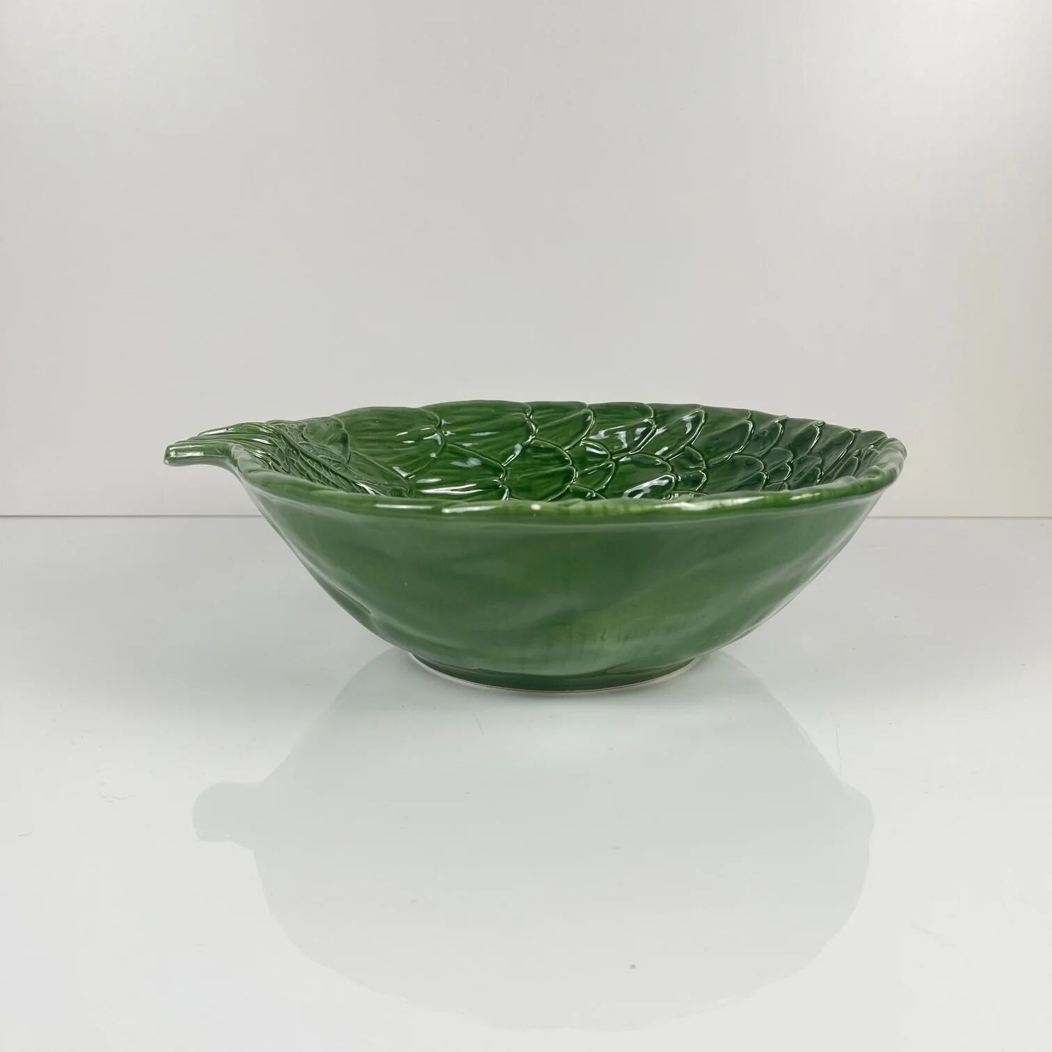 Salad service green leaf artichoke vintage salad bowl + 6 bowls 70s
