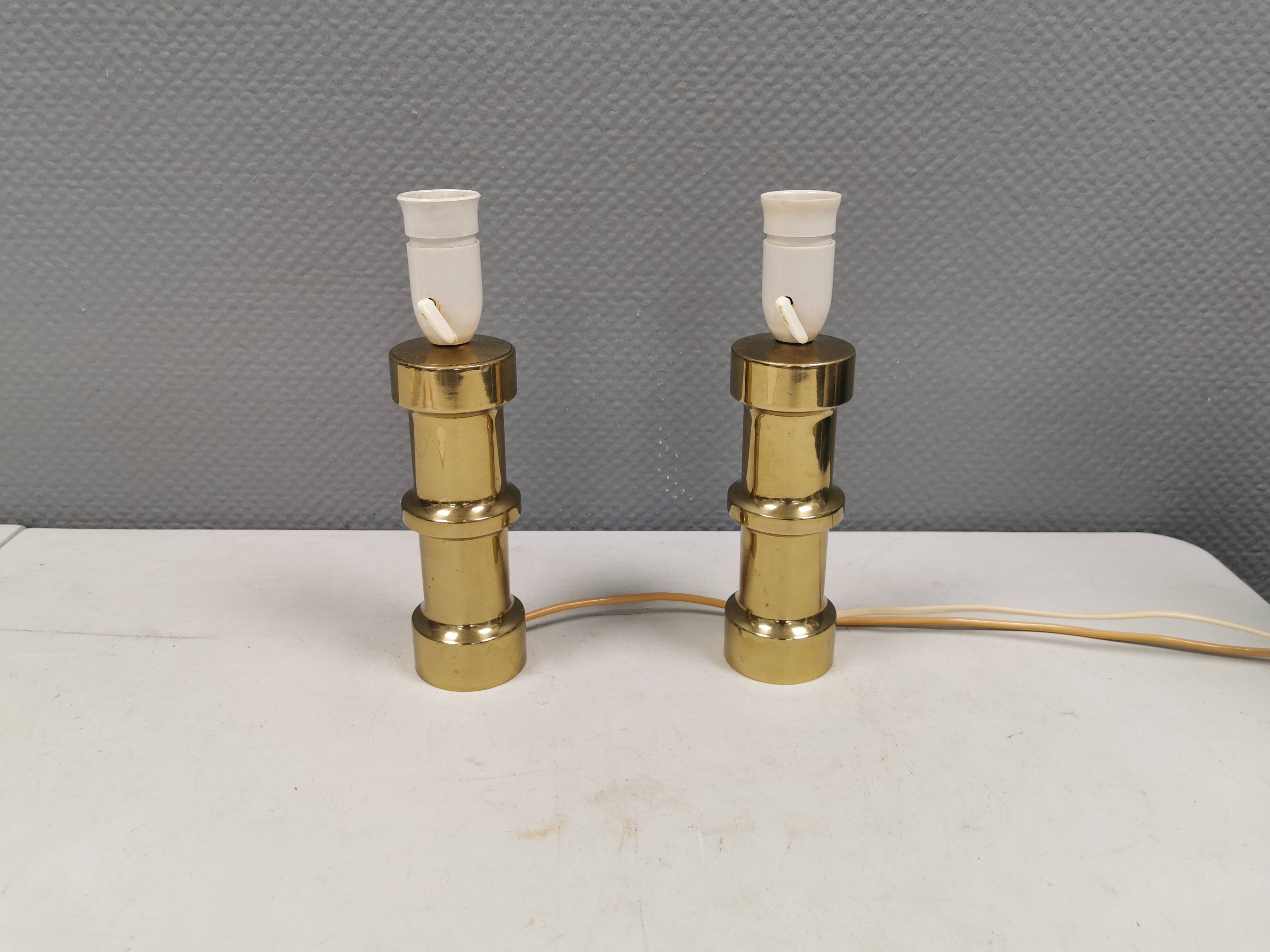 A set of beautiful brass table lamps. Danish and estimated from the 1970s.