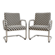 Restored vintage tubular chrome armchairs