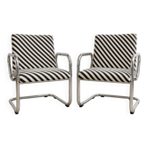 Fauteuils vintage tubulaires chromés restaurés