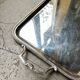 Rectangular silver-plated metal tray with a striated and shell design