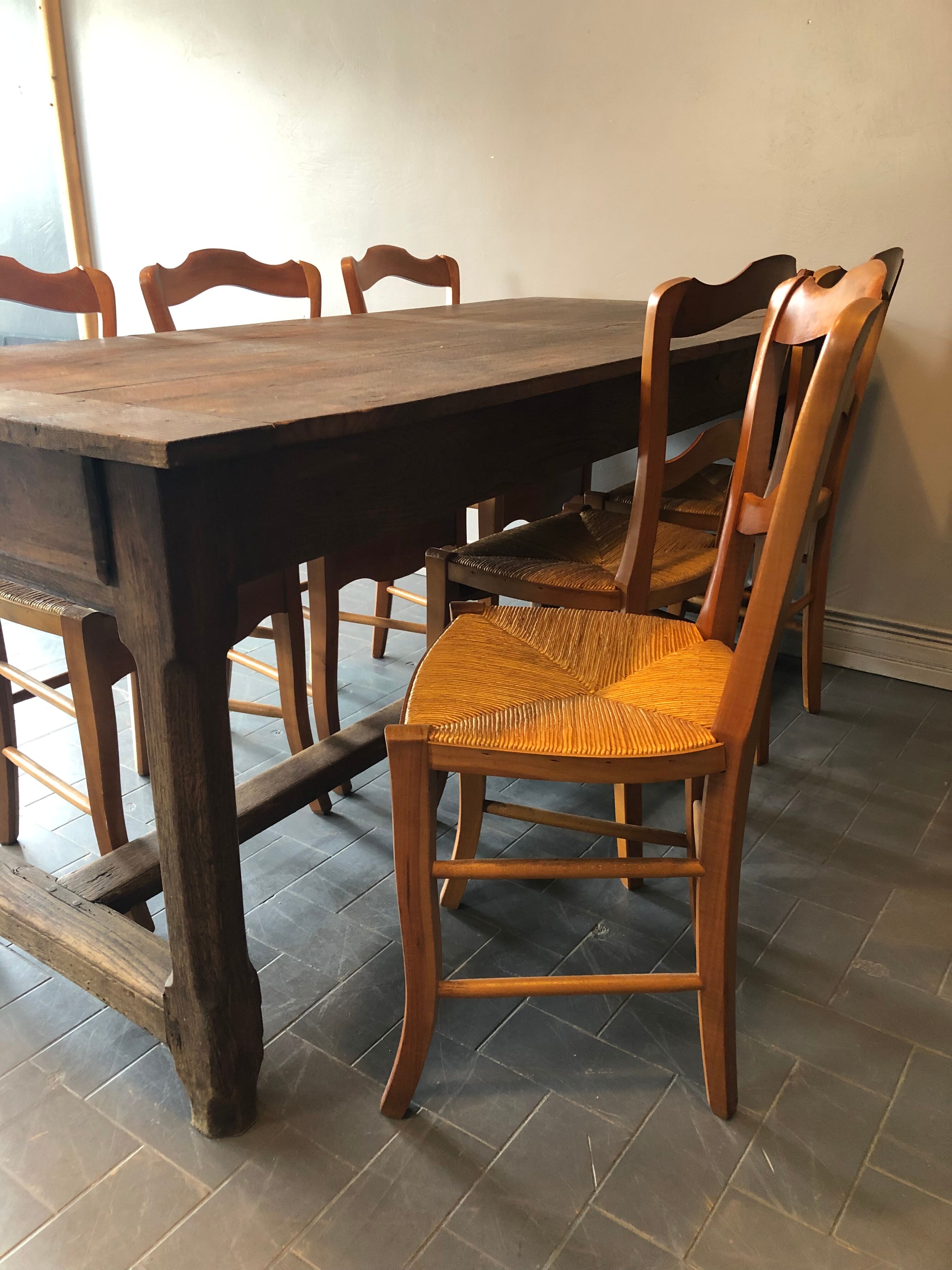 6 old chairs in cherry tree