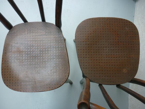 Paire de chaises bistrot bois courbé anciennes