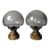 Set of 2 vintage Italian brutalist mushroom table lamps in smoked glass