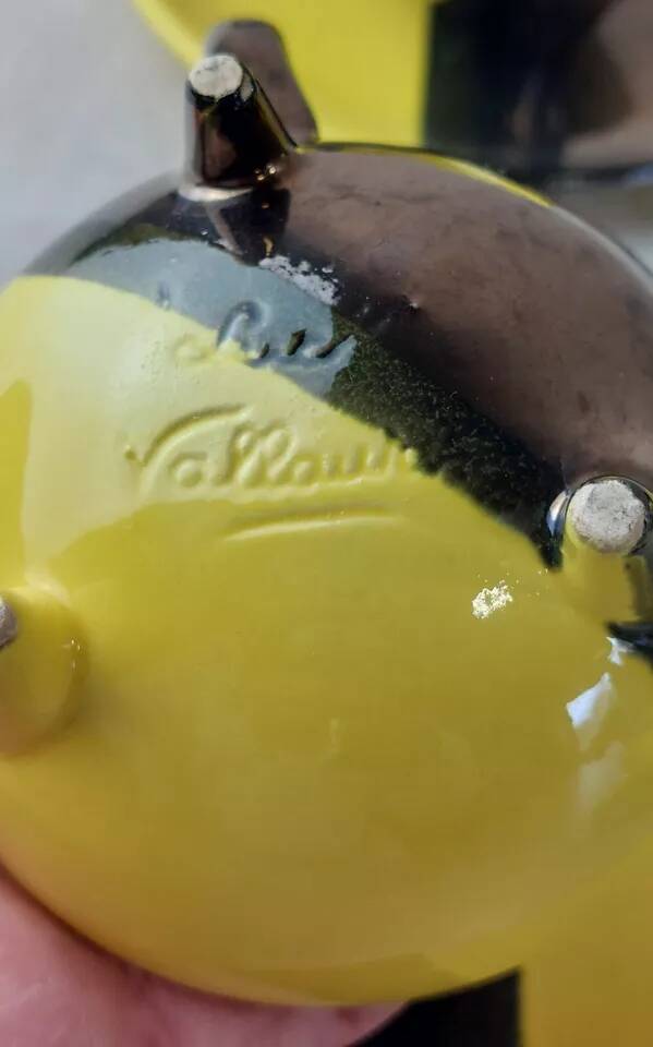 Set of 5 cups + saucers, two-tone ceramic, Luc Lucchesi, by Vall