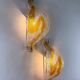 Pair of Mazzega Murano wall lights, orange frosted curved glass, Italy, 1970s