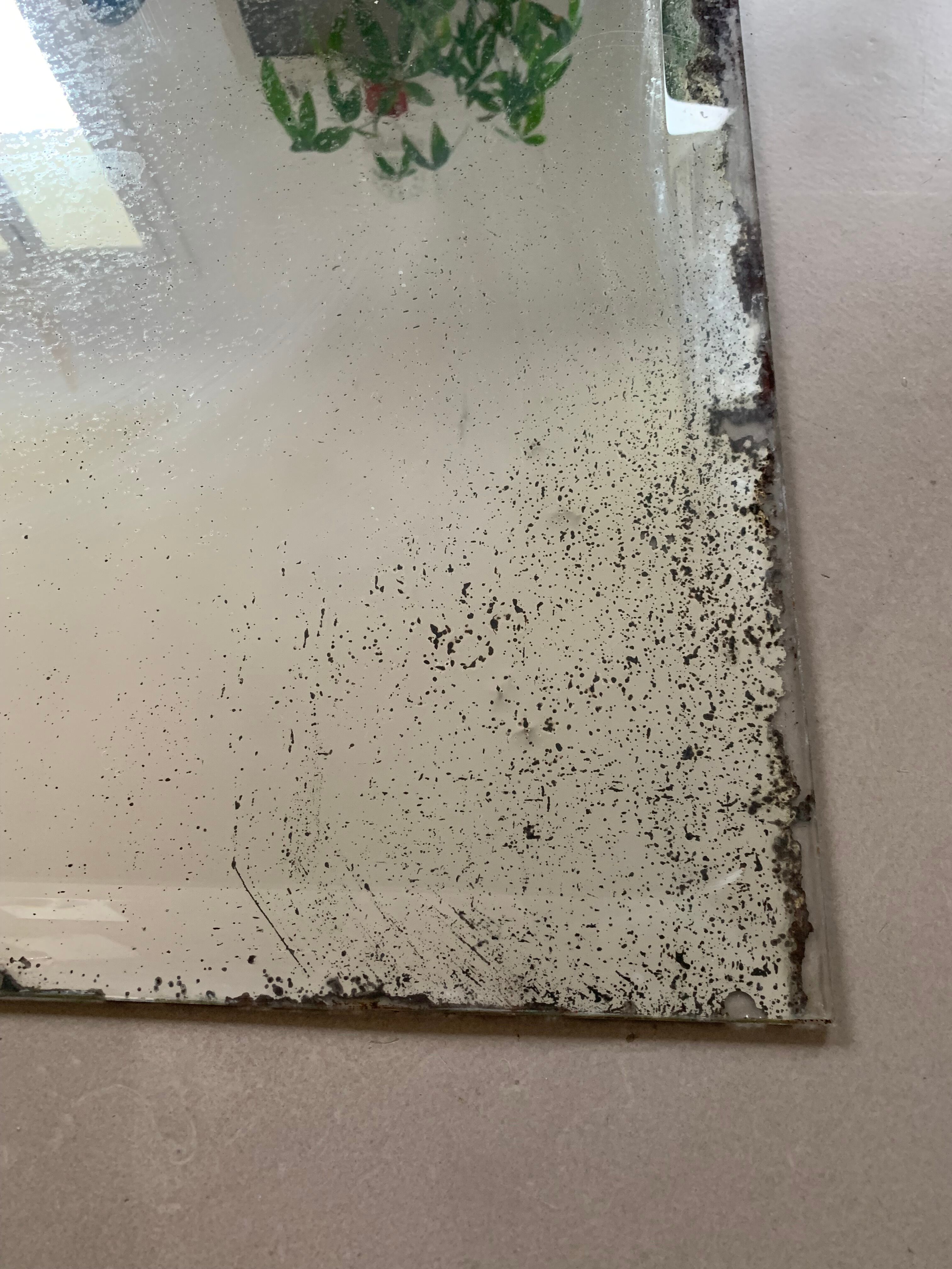 Old bevelled stitched mirror 78x108cm