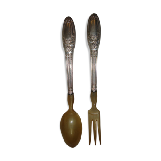 Silver salad cutlery, art deco