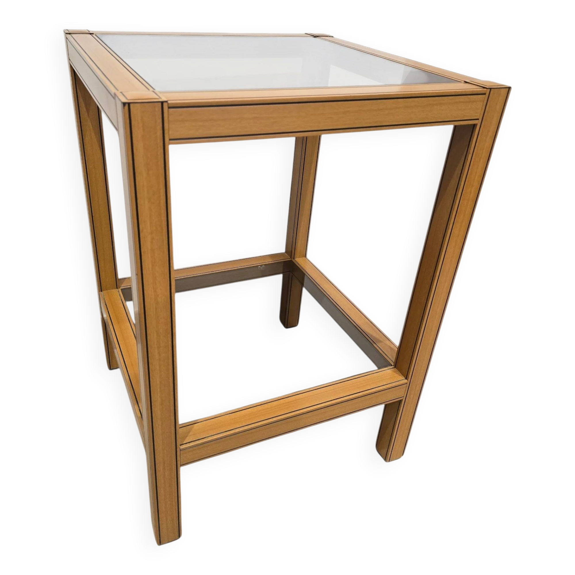 Vintage wood and glass side table – Graphic design – 1970s/1980s
