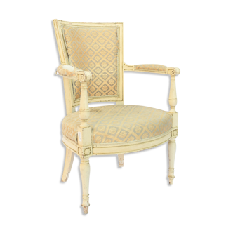 Fauteuil cabriolet en bois laqué blanc