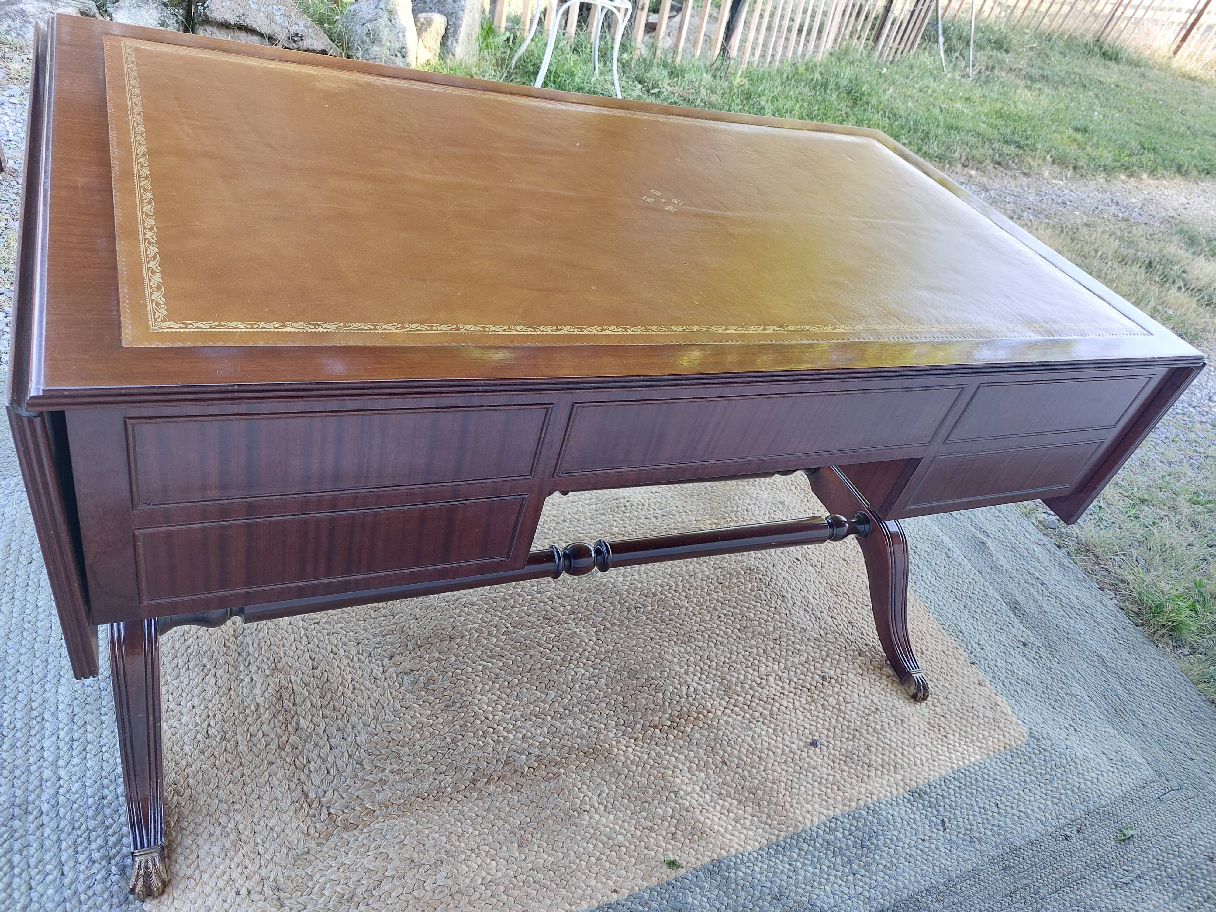 English desk and lyre chair, leather, extensions.