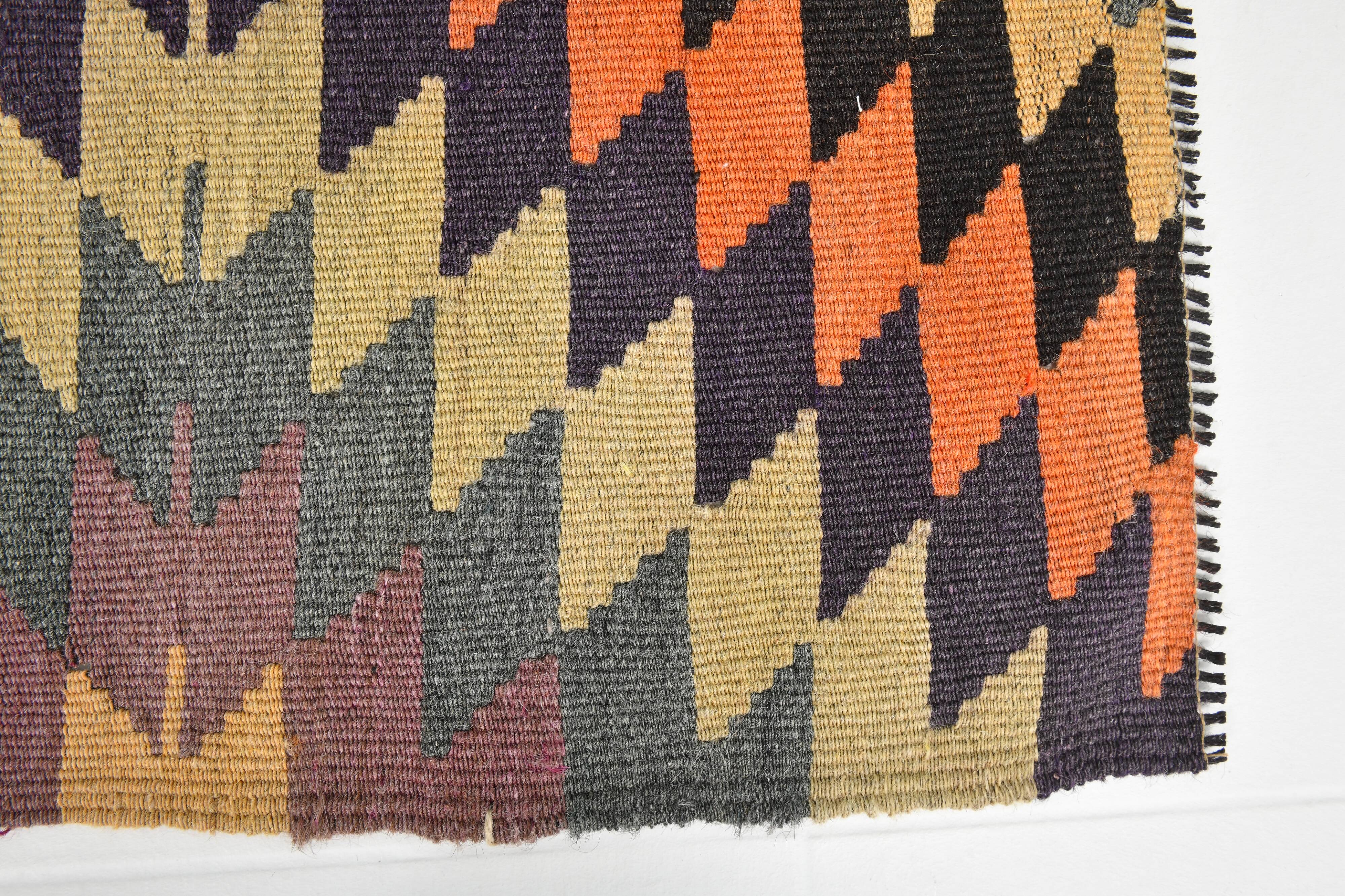 Multicolor Geometric Vintage Kilim Rug, 166x247Cm